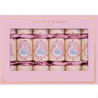 Yvonne Ellen Mini Pink Swan 6" Crackers  | Putti Christmas Decorations