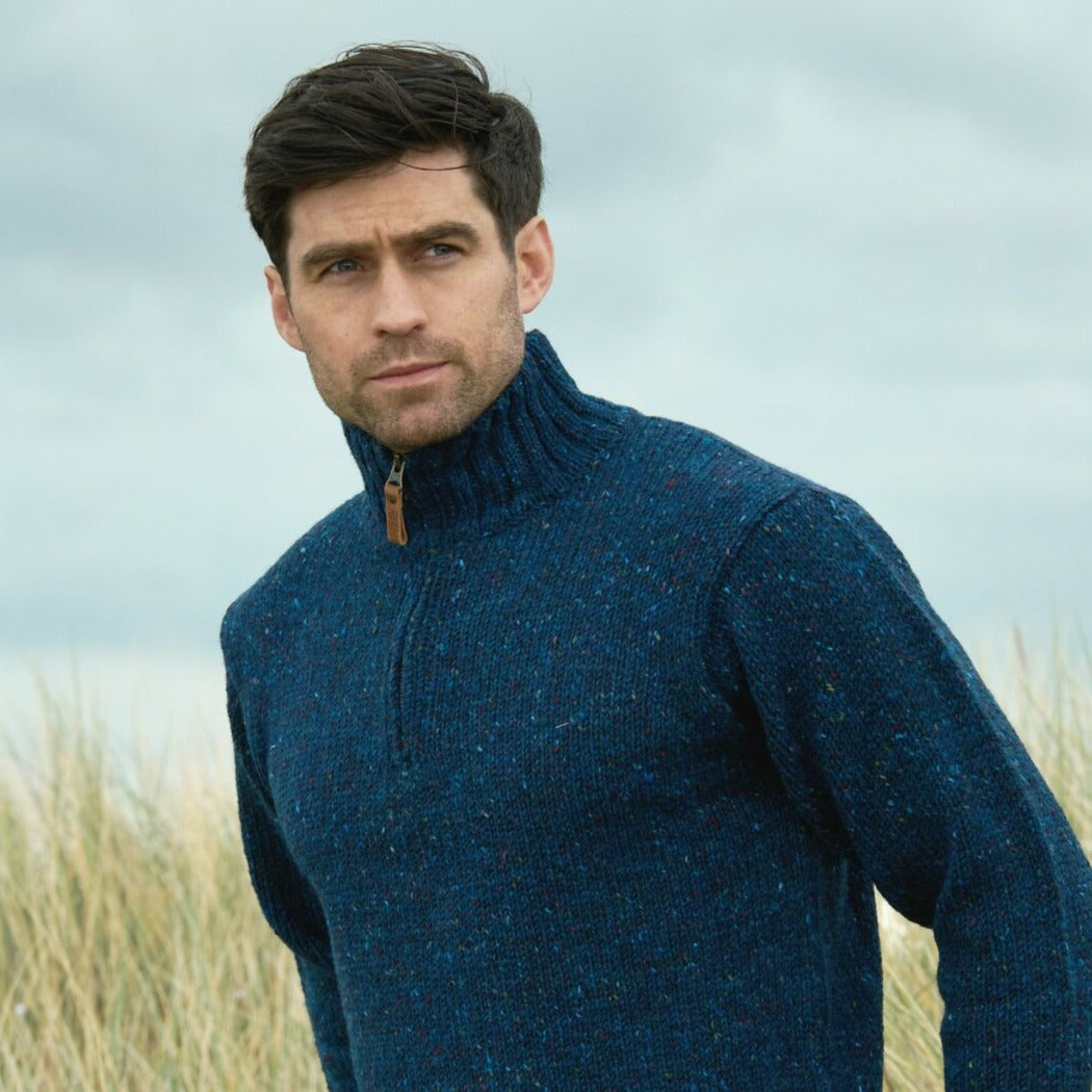 Kilcar Half Zip Sweater - Denim Blue | Putti Fine Fashions 