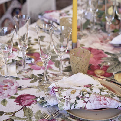 Rose Flower Garden Linen Tablecloth - Large