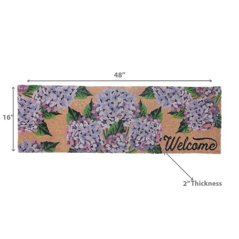Hyrangea "Welcome" Long Coir Doormat