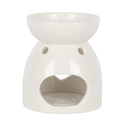 White Heart Cut Out Oil Burner and Wax Warmer
