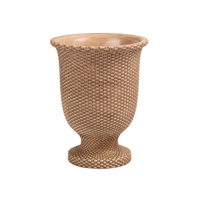 Large Basketweave Cement Tall Urn