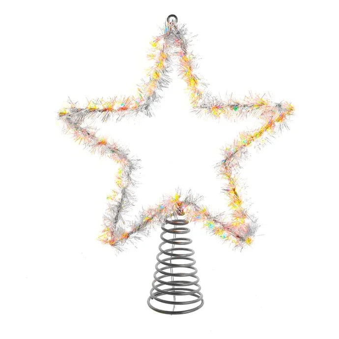 Kurt Adler Tinsel Star Tree Topper with LED Lights | Putti Christmas Decororations 