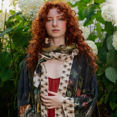 Market of Stars - I Dream In Flowers Bohemian  Scarf with Bees