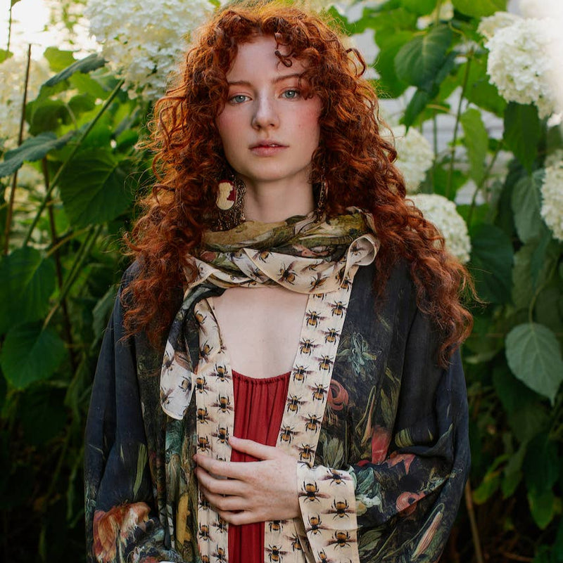 Market of Stars - I Dream In Flowers Bohemian  Scarf with Bees