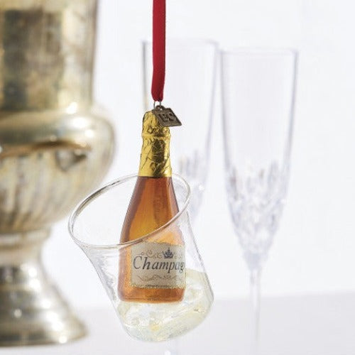 Eric Cortina Ice Bucket with Champagne Glass Christmas Ornament