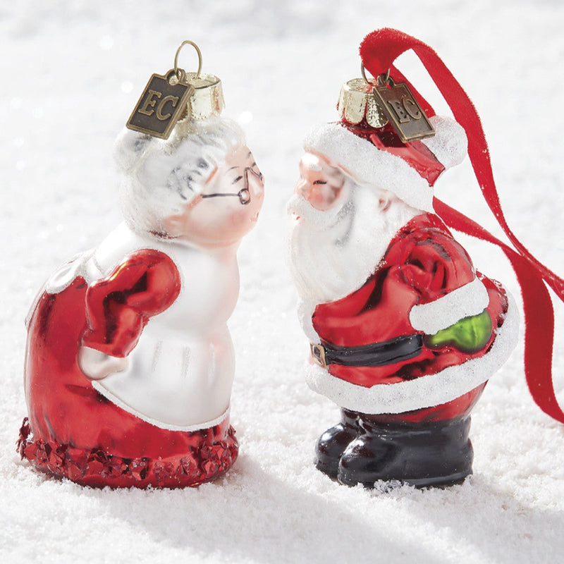 Eric Cortina Mr. & Mrs. Claus Glass Ornaments - Set of 2 | Putti Christmas Decorations