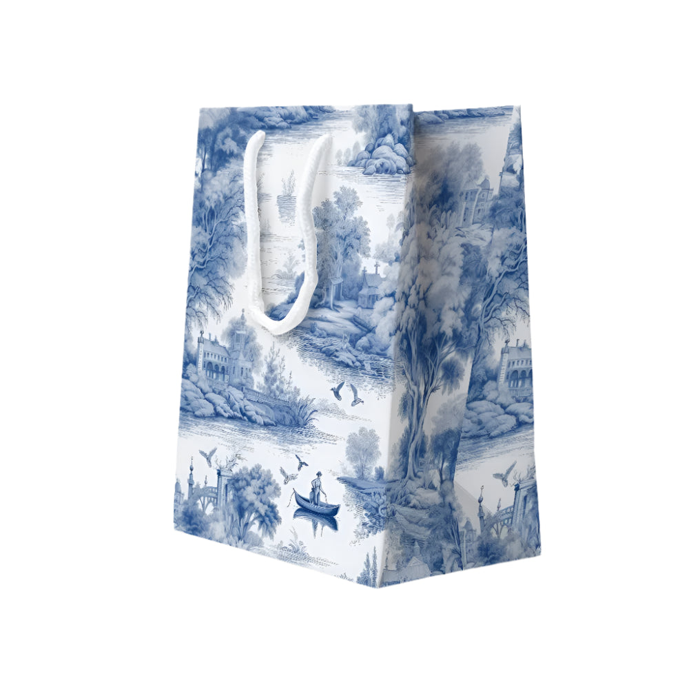 French Toile Gift Bag - Blue