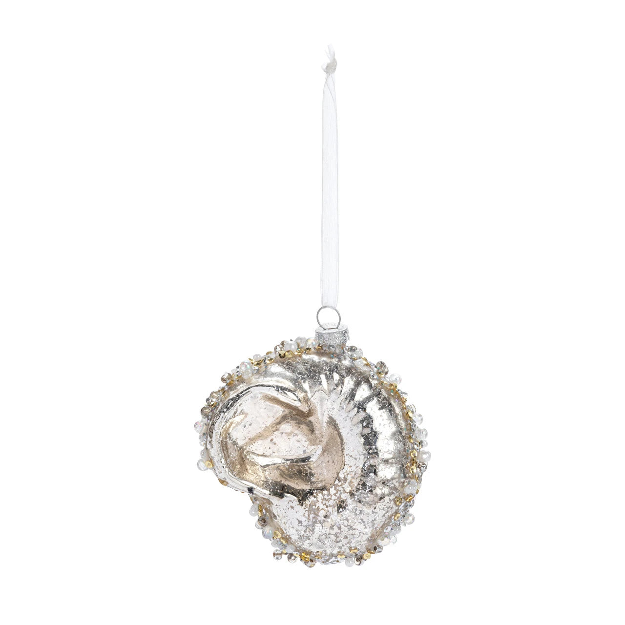 Silver Swirl Shell Glass Ornament