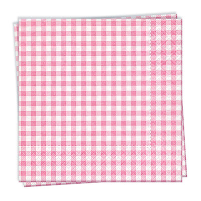 Pink Gingham Cocktail Napkin - Putti Fine Furnishings