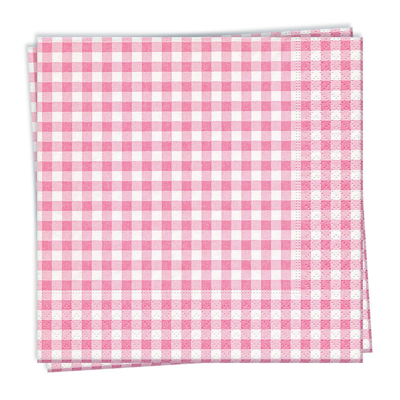 Pink Gingham Cocktail Napkin