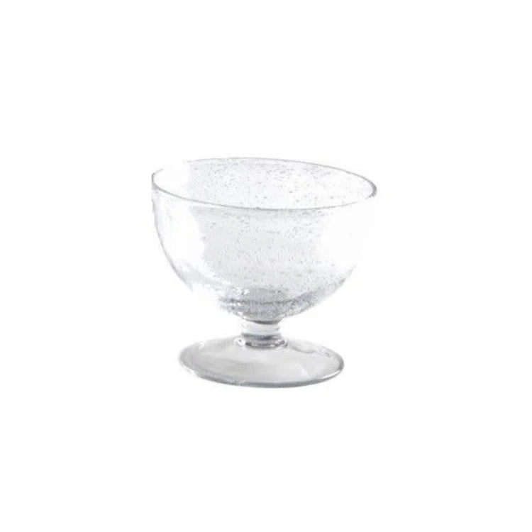 Clear Bubble Glass Pedestal Desert Bowl | Putti Fine Furnishings 