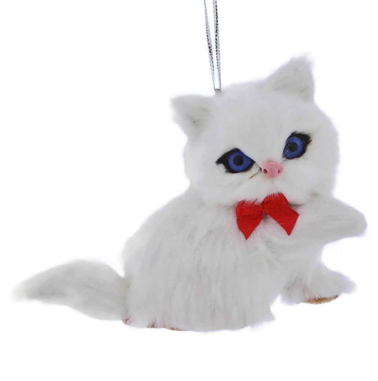 Fury Sitting Cat Ornament - White
