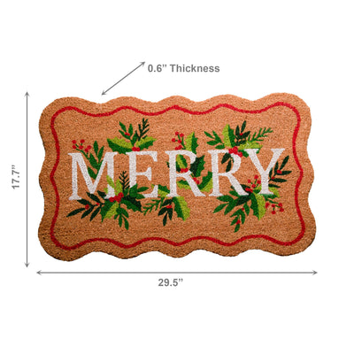 "Merry" Scalloped Christmas Doormat