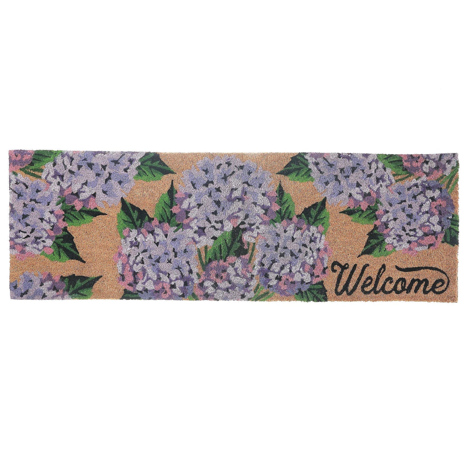 Hyrangea "Welcome" Long Coir Doormat