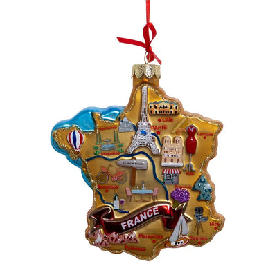 France Map Glass Ornament  | Putti Christmas Decorations