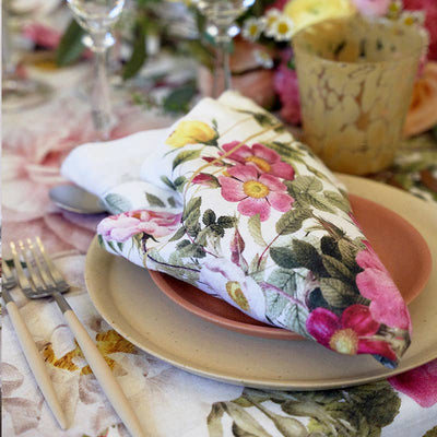 Rose Flower Garden Linen Tablecloth - Large