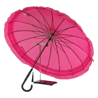 Boutique Frilled Pagoda Umbrella Rose Red