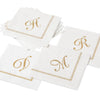 Hemstitch Script Initial Paper Cocktail Napkins - C