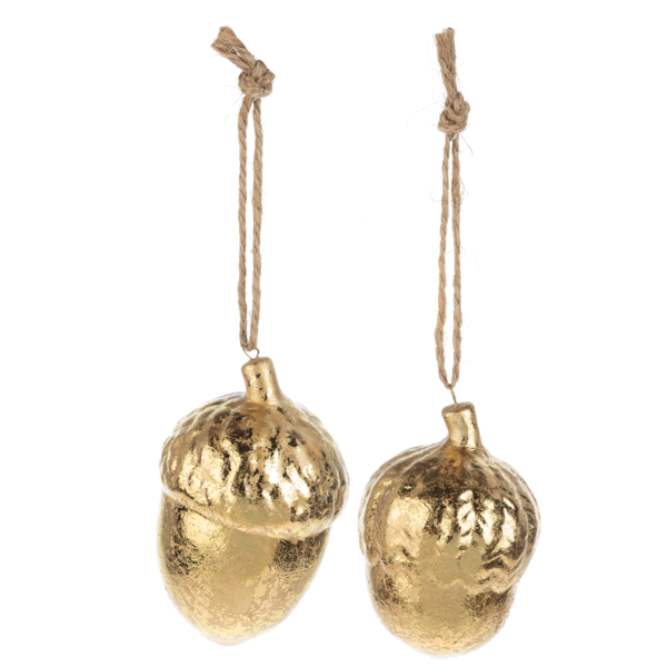 Gold Ceramic Acorn Ornament | Putti Christmas Decorations 