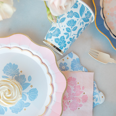 Pink Floral Paper Cocktail Napkins