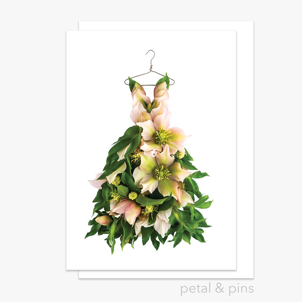 Petal & Pins Romance Dress Floral Greeting Card