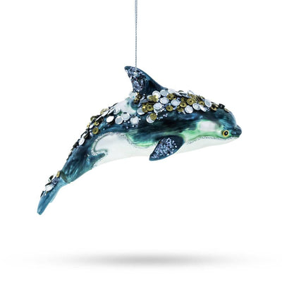 Orca Whale Glass Christmas Ornament | Putti Christmas Decortaions