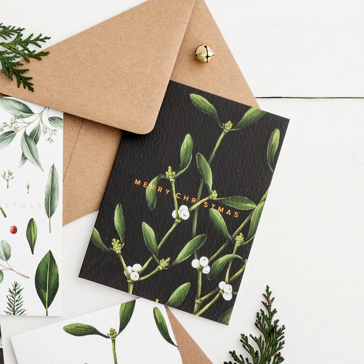 Mistletoe Black Christmas Greeting Card