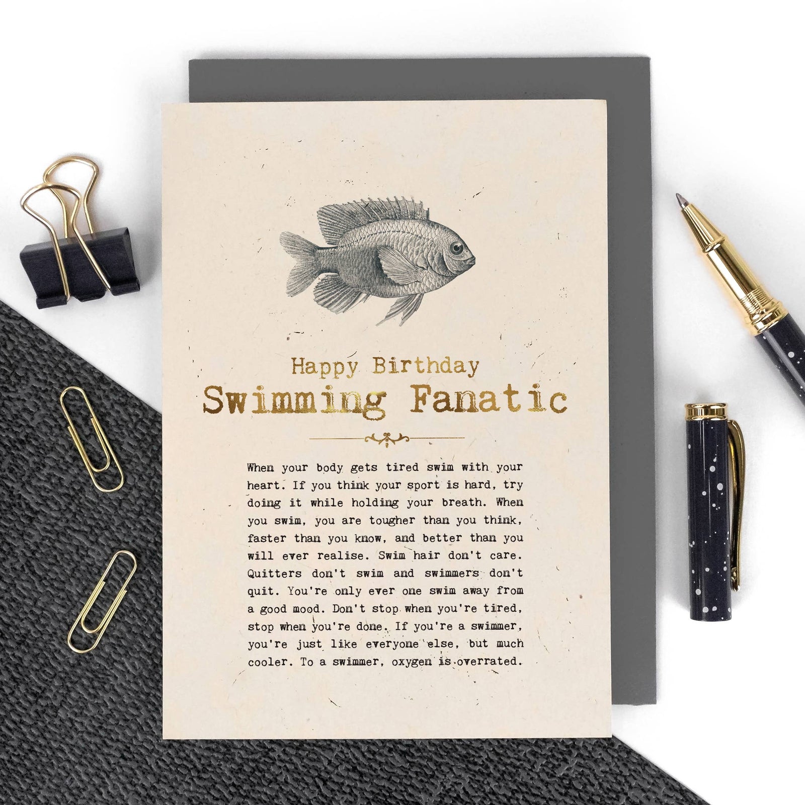 Swimming Fanatic Foiled Birthday Card For Swimmers