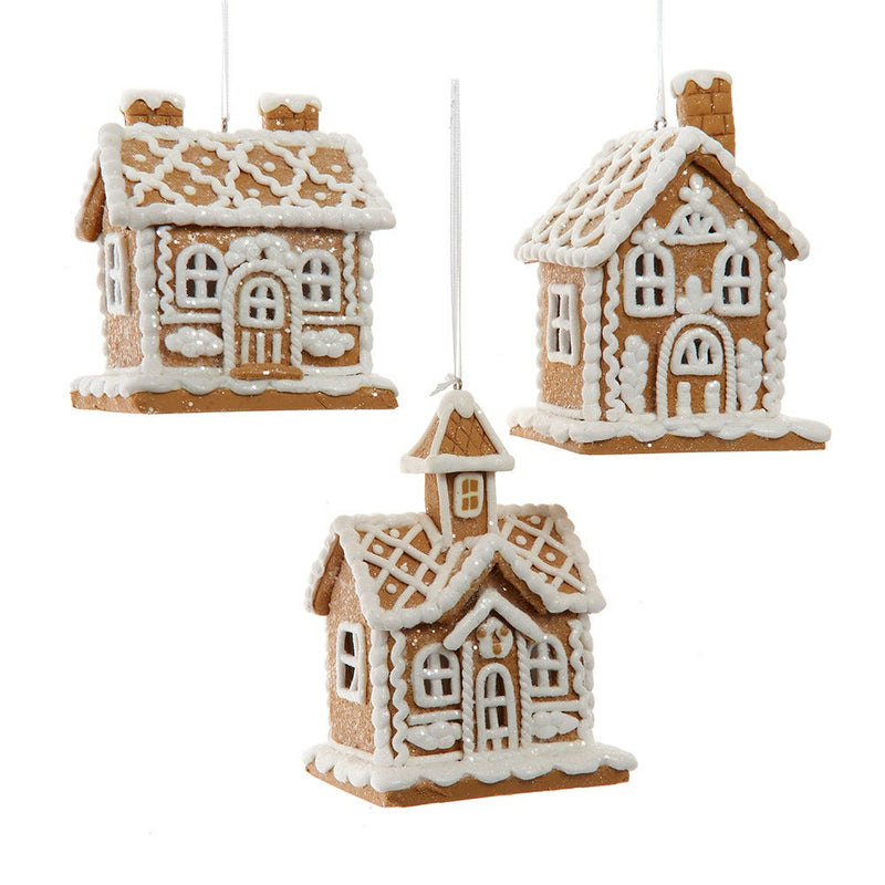 White Iced Gingerbread  House Ornament | Putti Christmas Decorations 