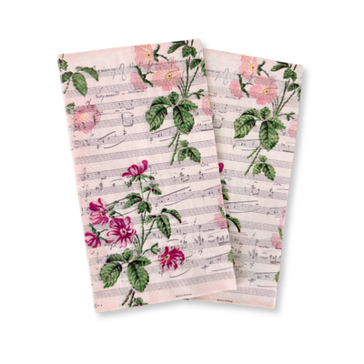 Josi James Pink Vintage Floral Love Song Guest Napkins - Putti Fine Furnishings