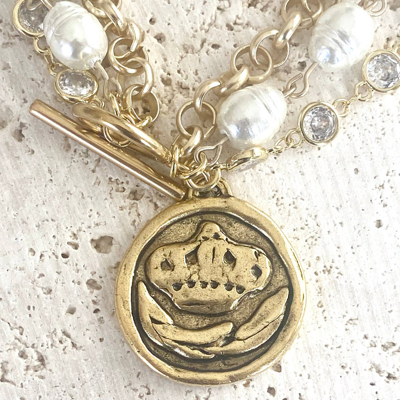 Bee Coin Triple Layered Bracelet