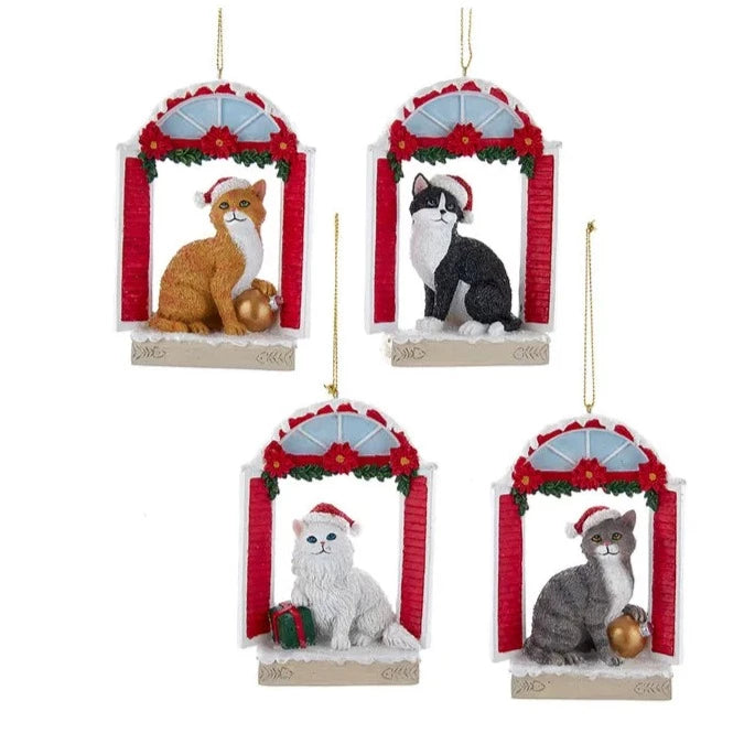 Christmas Cat In Window Ornament