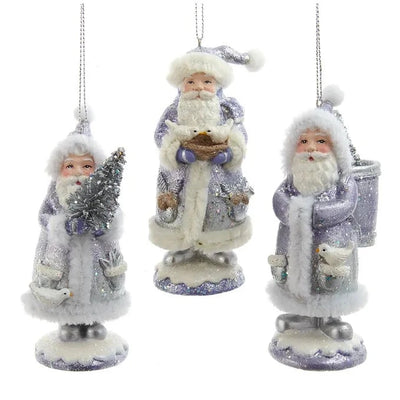 Lavender Belsnickel Santa Ornament with Dove