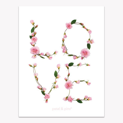 Love Floral Design Linen Tea Towel | Putti Fine Furnishings