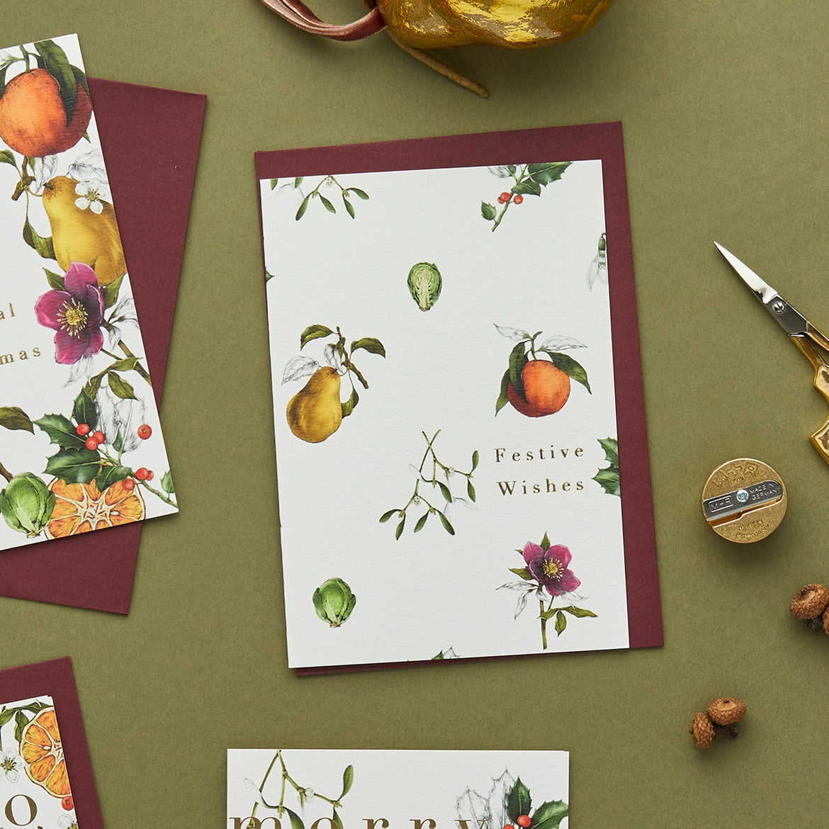 "Festive Wishes" Winter Decadence Christmas Greeting Card  | Putti Christmas 