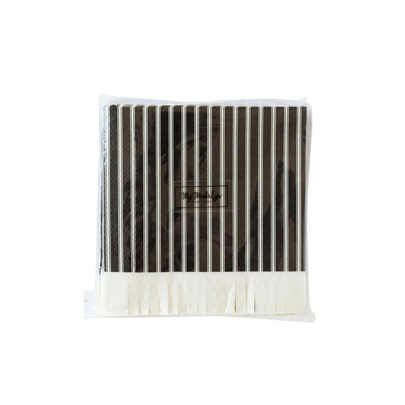 Black and White Ticking Fringe Napkin