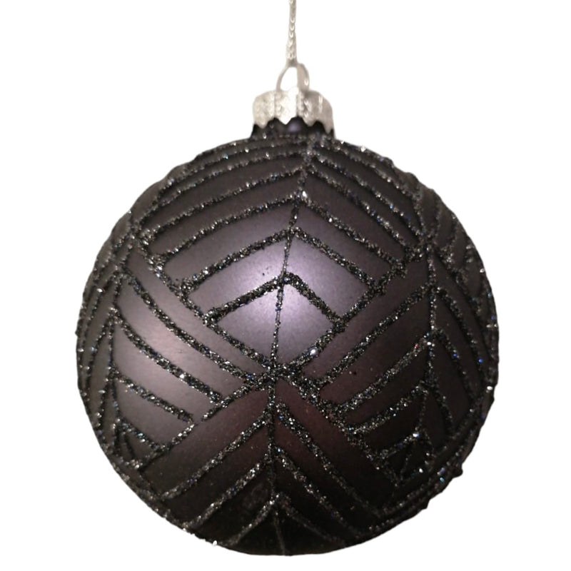 Grey Blue with Web Glitter Glass Ball Ornament