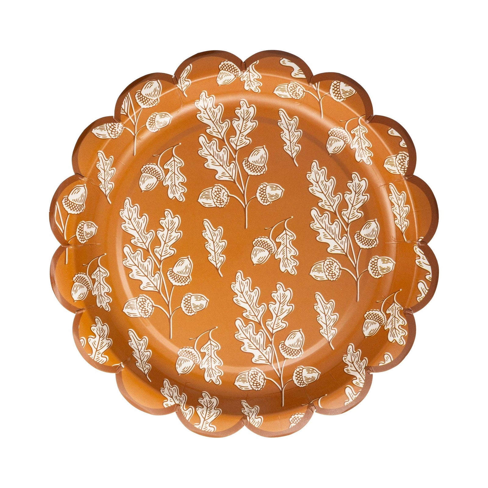 Acorns Scalloped Circle Paper Plate