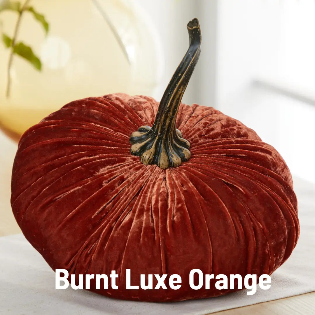 Extra Large Velvet Pumpkin - Luxe Burnt Orange