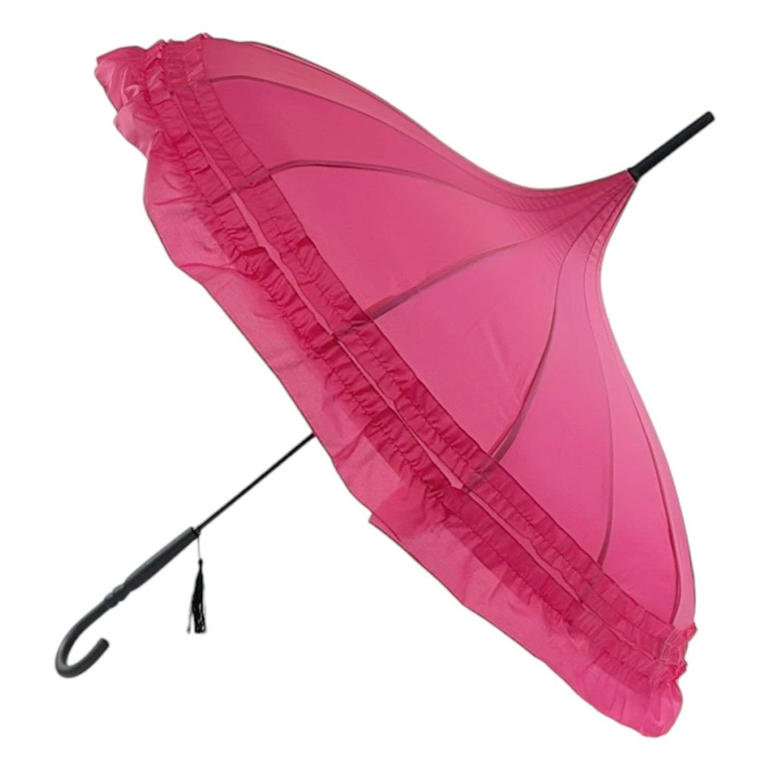 Boutique Frilled Pagoda Umbrella Rose Red