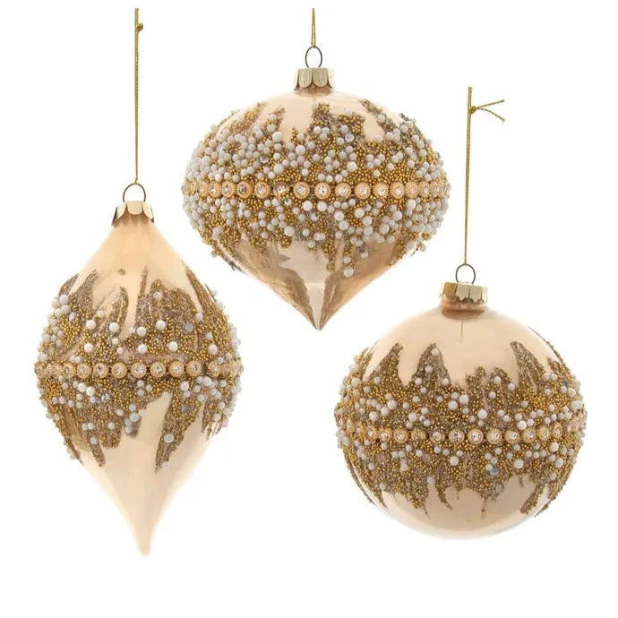 Gold Jewel Ball Glass Ornament | Putti Christmas Decorations 