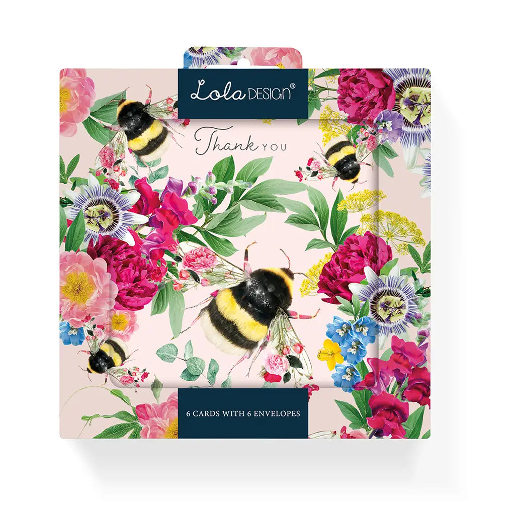 Botanical Bee Thank You Boxed Note Cards | Putti Fine Furnishings 