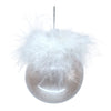 Mottled Blush Pink with Feathers Glass Ornament | Putti Christmas