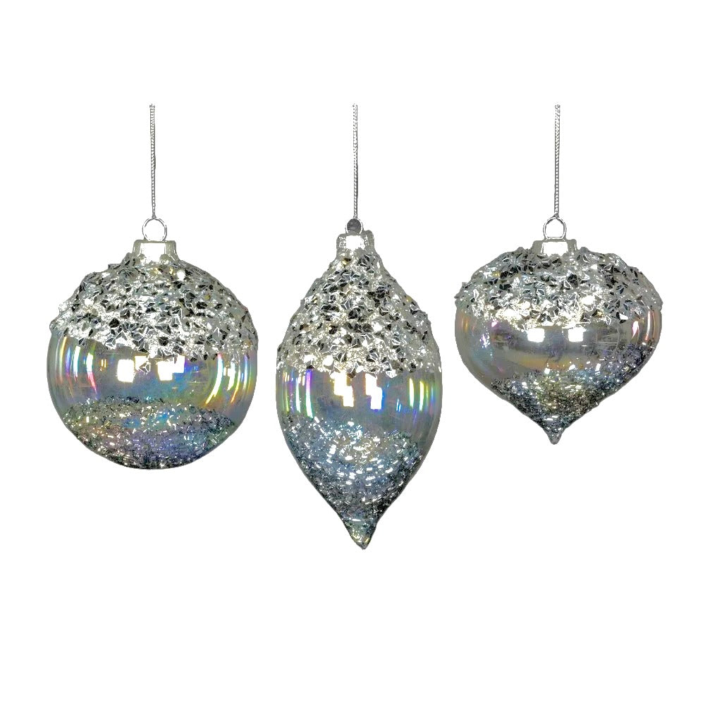 Iced Glass Christmas Ornament with Rainbow Fill | Putti Christmas 