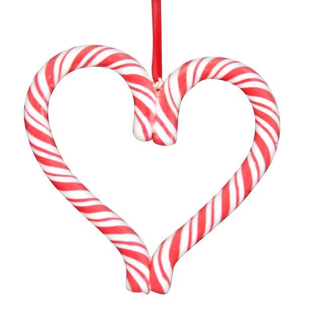 Candy Cane Heart Ornament | Putti Christmas Deorations 