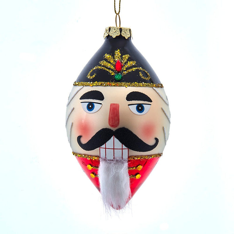 Glass White Beard Nutcracker Head Finials
