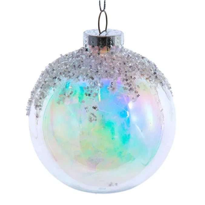 Plastic Glittered Iridescent Ball Ornament