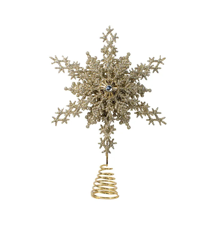 Gold Glittered Snowflake Tree Topper