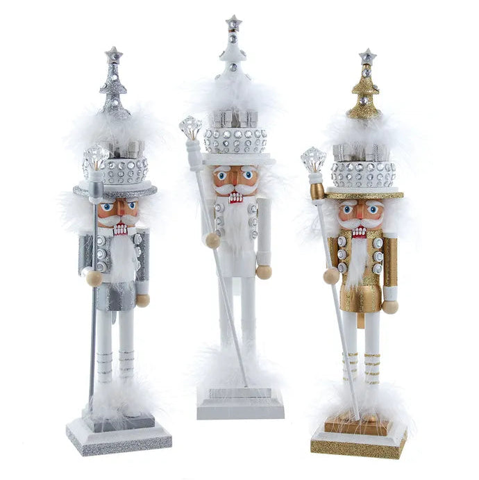Hollywood Nutcrackers™ Gold, White & Silver Tree Hat Nutcrackers | Putti Christmas 